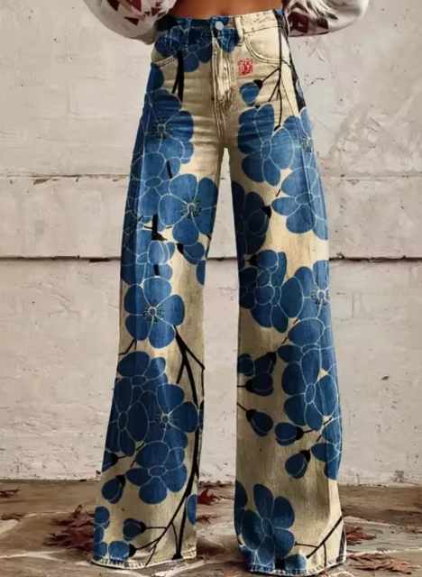 Pantalones anchos con estampado de colores