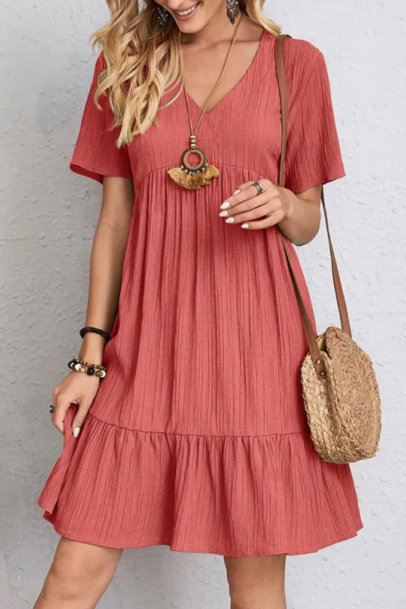 Chloe | Vestido de volantes con cuello en V para mujer