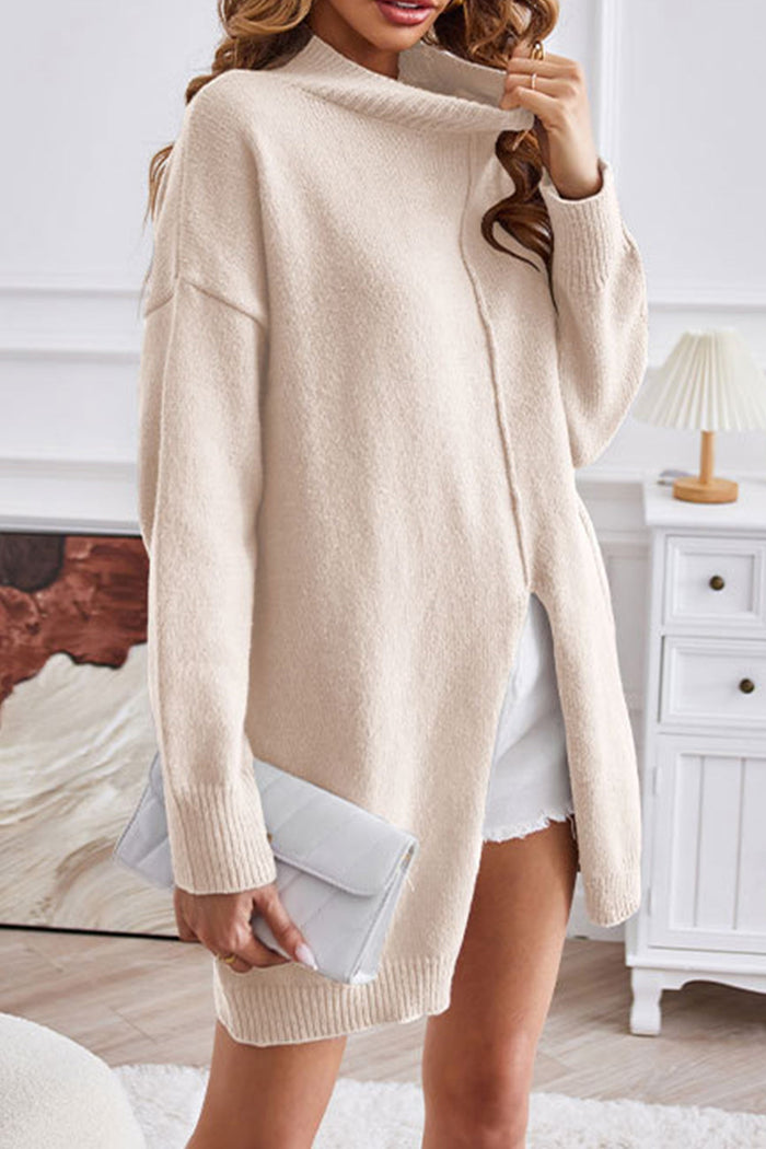 Jumper con cuello alto y abertura delantera a media altura
