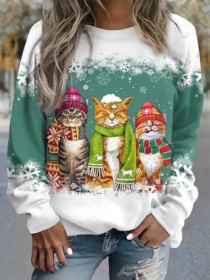 Whiskers™ | Cálido top de invierno con estampado de gato de las nieves