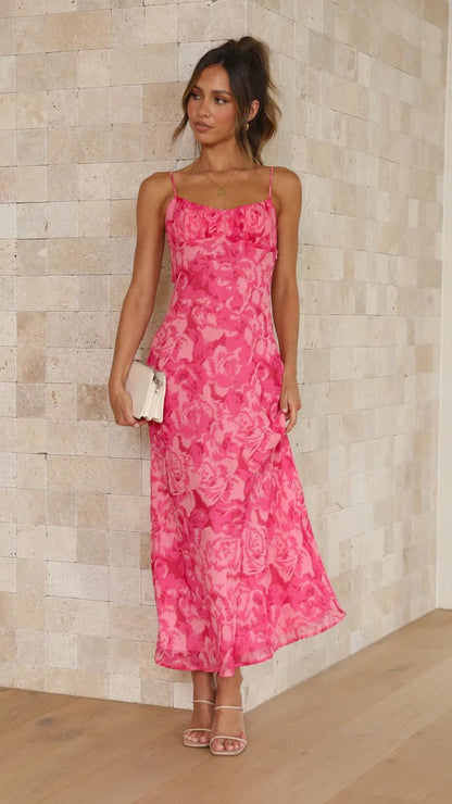 vestido con dibujo recortado y espalda cóncava sin espalda