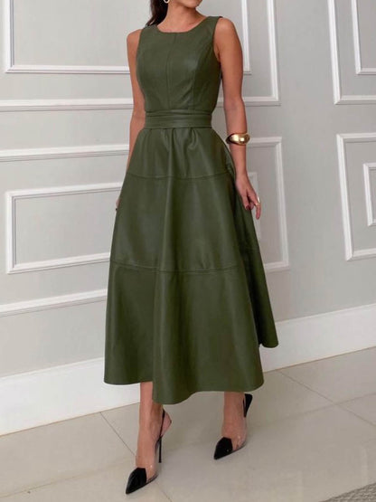 Vestido casual sin mangas con diseño en línea A y estilo moderno