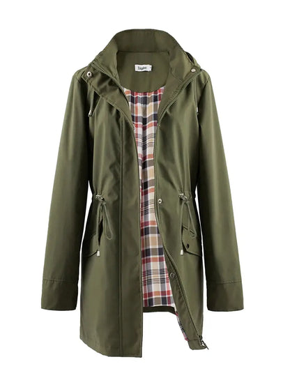 Chubasquero clásico impermeable con estampado y capucha para mujer | Perfecto para actividades al aire libre