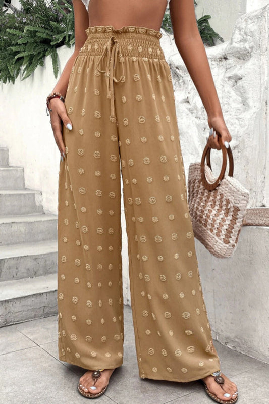 Pantalón jacquard de talle alto y pernera ancha