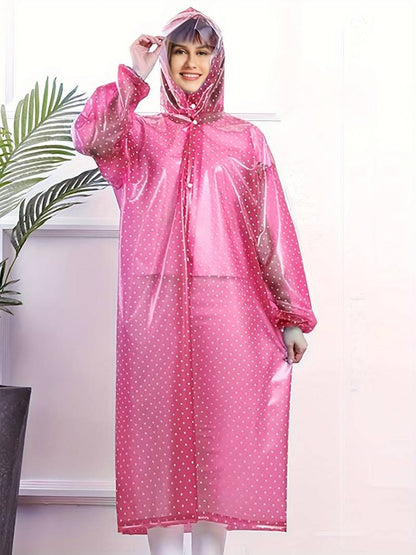 Chubasquero informal con lunares y tapeta de botones para mujer | Ideal para otoño/invierno