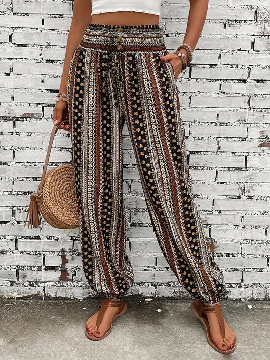 Naomi | Pantalones anchos con estampado bohemio | Relajados y con estilo | Tejido vaporoso