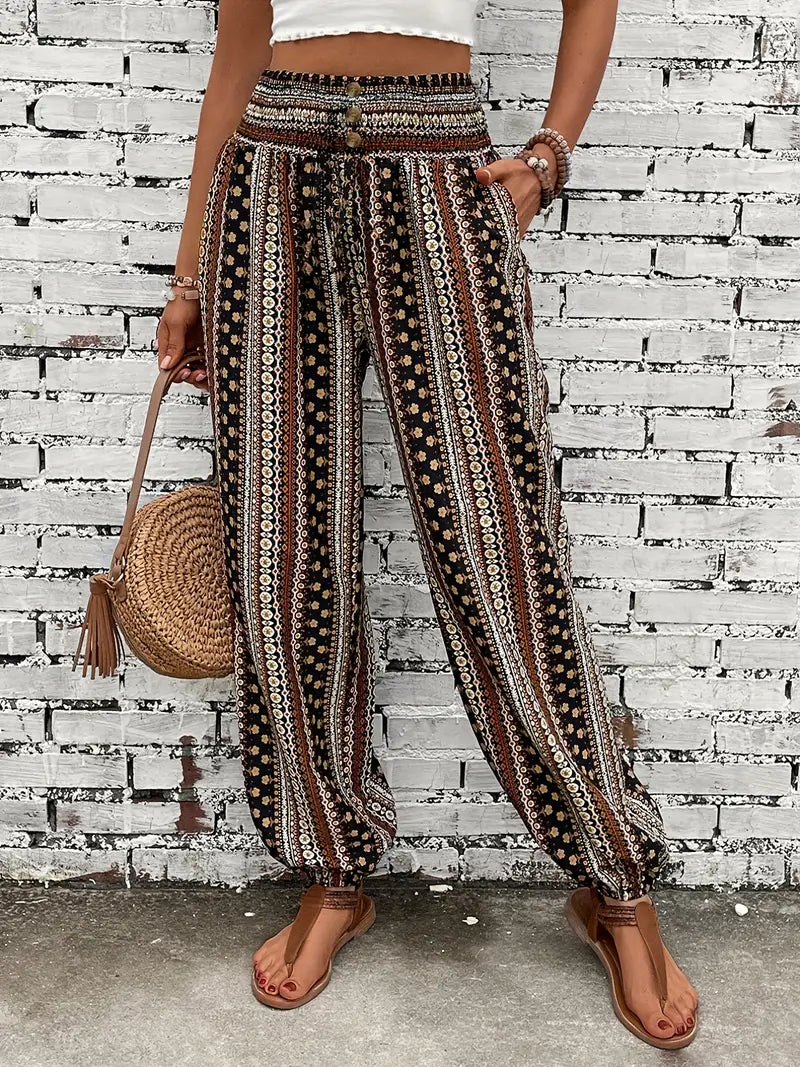 Anna | Pantalones palazzo relaxed fit | Bohemian Chic | Viscosa suave