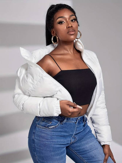 Cazadora corta con cremallera para mujer