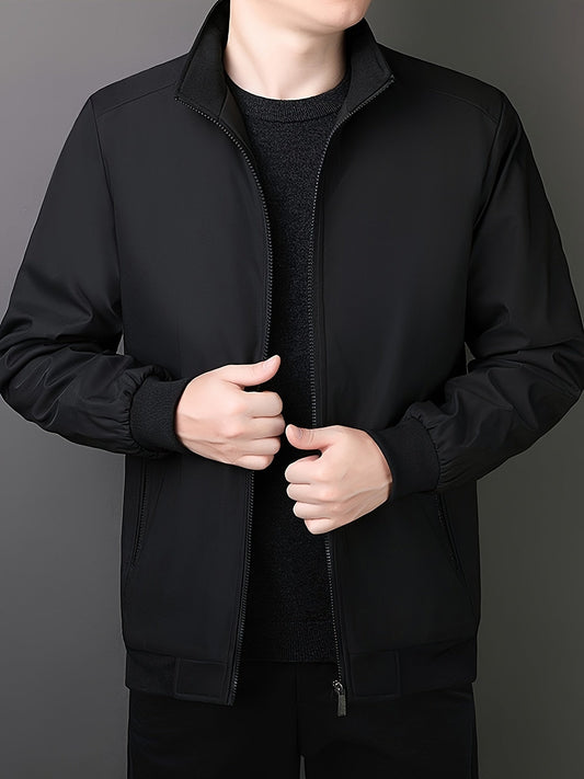 Chaqueta de invierno para hombre con cuello alto, cálida y de colores sólidos, perfecta para actividades al aire libre.