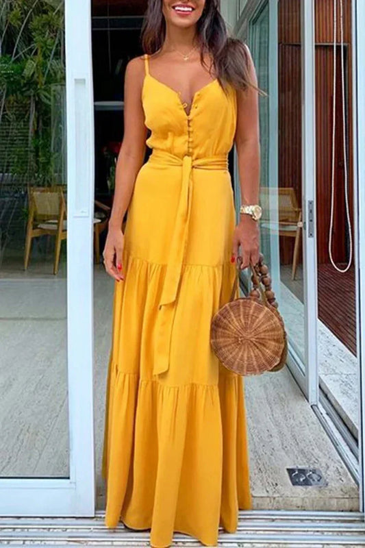 vestido camisero con botones y lazo