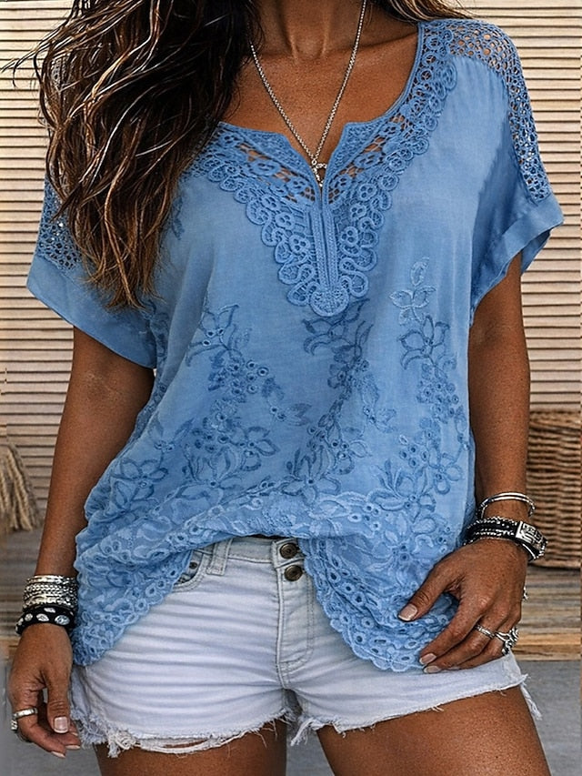 Damska Bluzka V Neck
