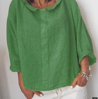 Valentina - Camisa lisa de mujer con solapas pequeñas