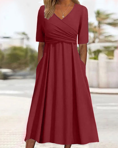 Austee - Vestido de línea A con mangas más cortas
