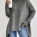Damski Sweter Oversize z Golfem Asymetryczny Dół