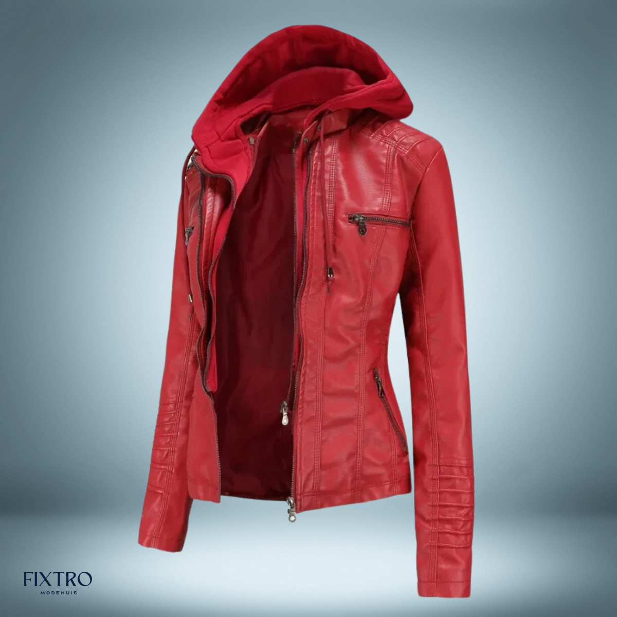 Lyra | Chaqueta de cuero con capucha para mujer, elegante y cómoda