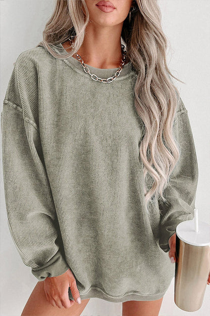 Jersey Camille de mujer, cuello redondo acanalado