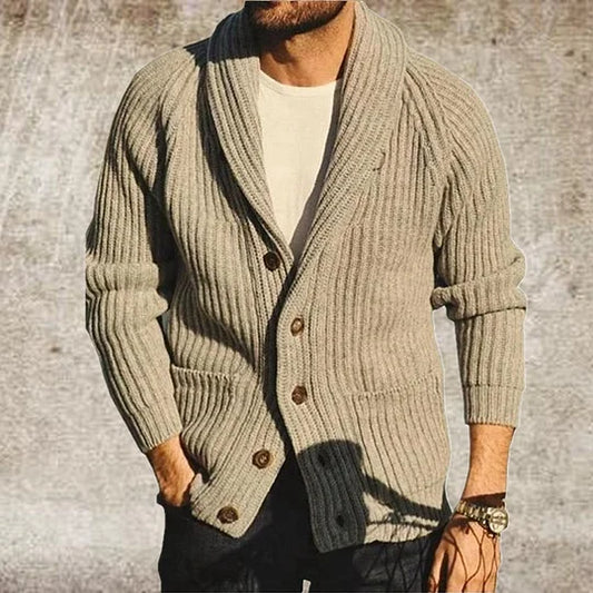 Elegante jersey de hombre con cierre de botonadura simple y manga larga