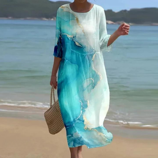 Elegante vestido que cubre el vientre