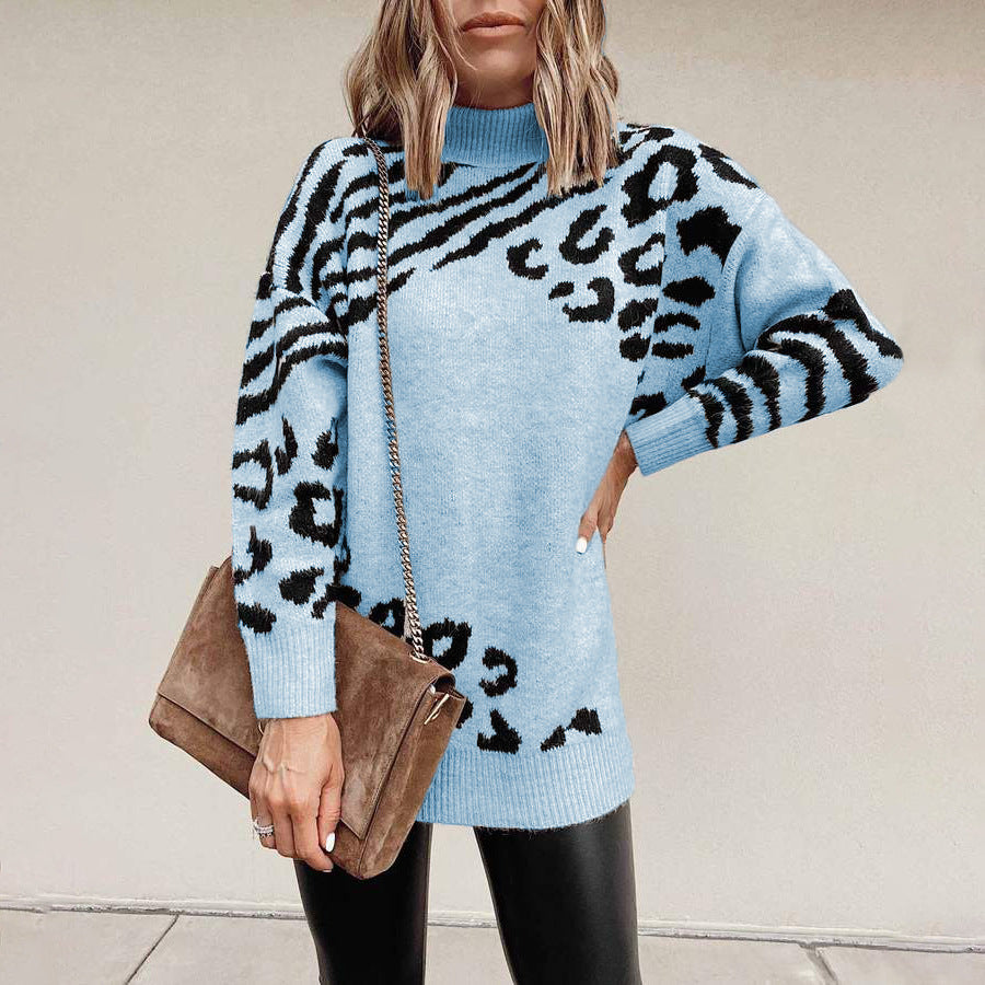 Jersey de leopardo con cuello alto