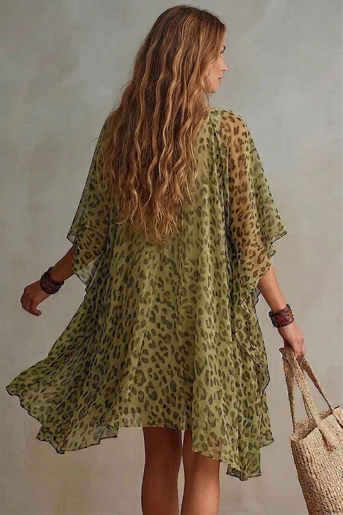Damska Sukienka Kaftan W Panterkę