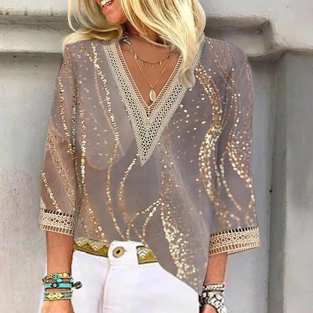 Luna | Blusa de Verano Boho-Chic Cuello en V