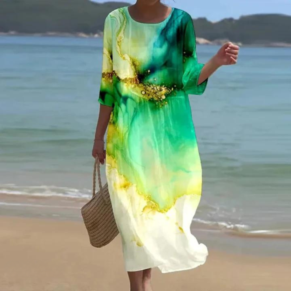 Elegante vestido que cubre el vientre