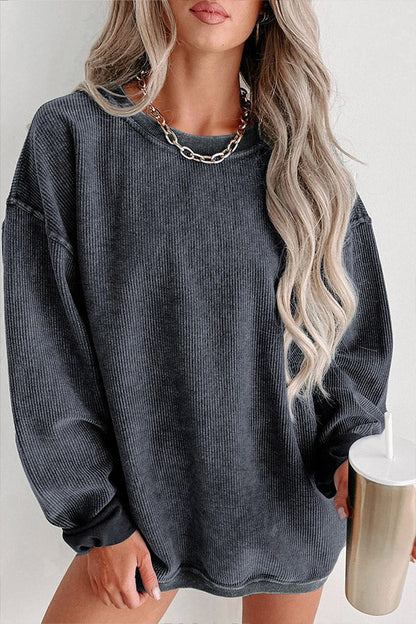 Jersey Camille de mujer, cuello redondo acanalado