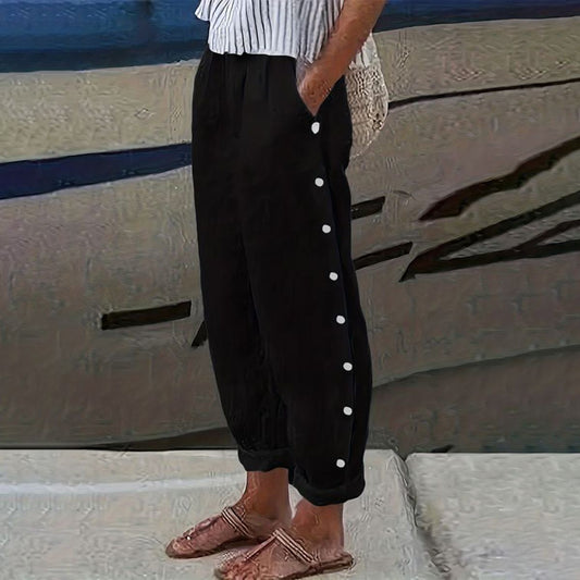 Pantalones negros con bolsillos laterales sencillos