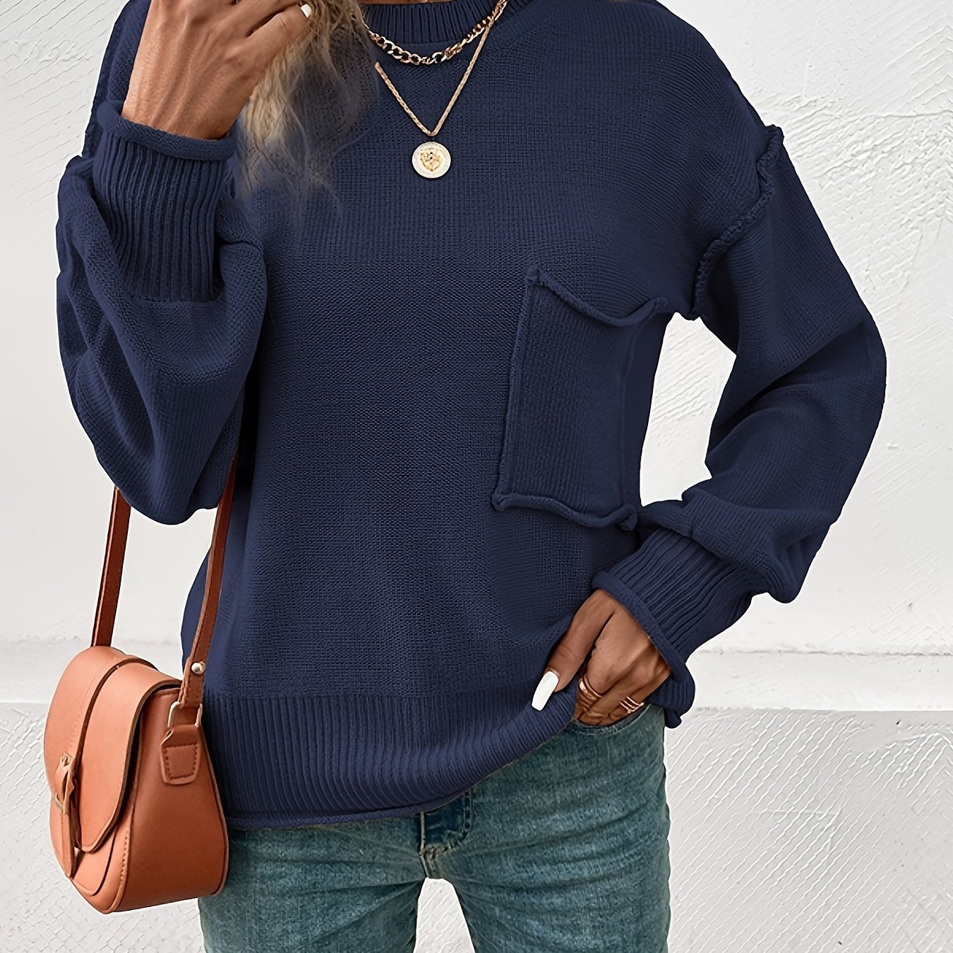 Lea | Jersey casual de manga larga para mujer con costuras y bolsillos