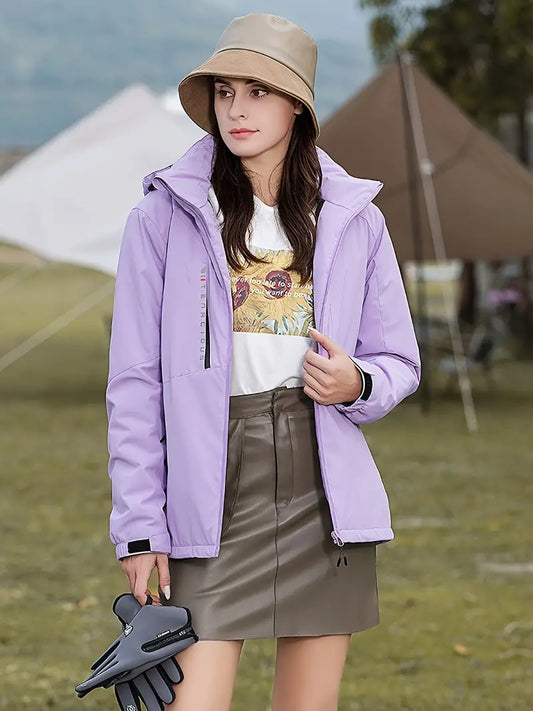 Chaqueta impermeable con capucha para mujer