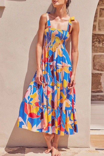 Vestidos estampados con tirantes finos y estampados bohemios de moda