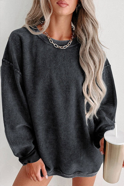 Jersey Camille de mujer, cuello redondo acanalado