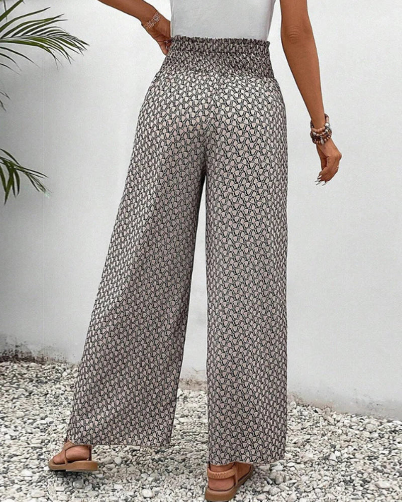 Amelia | Pantalones anchos con estampado geométrico | Look Statement | Tejido vaporoso