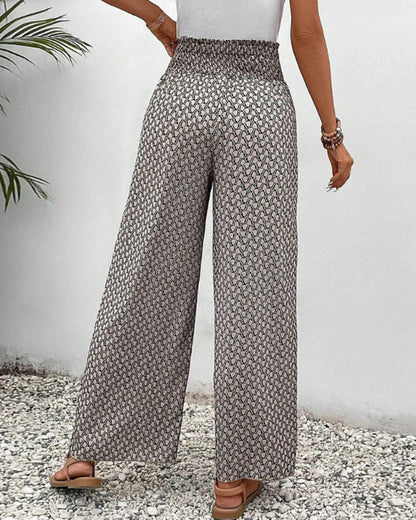 Amelia | Pantalones anchos con estampado geométrico | Look Statement | Tejido vaporoso