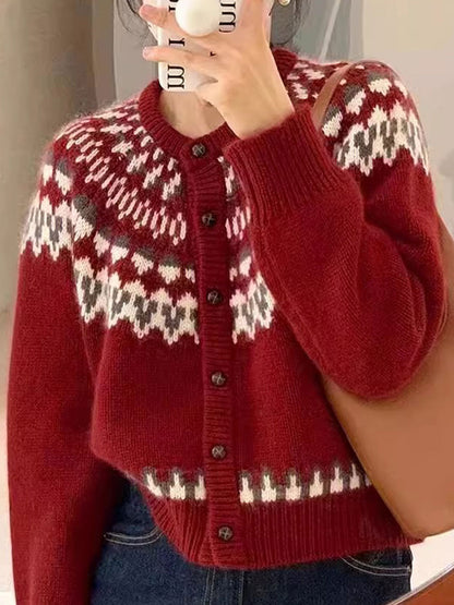 Chaleco Wirenth | Retro Contraste Chaqueta de punto con botones