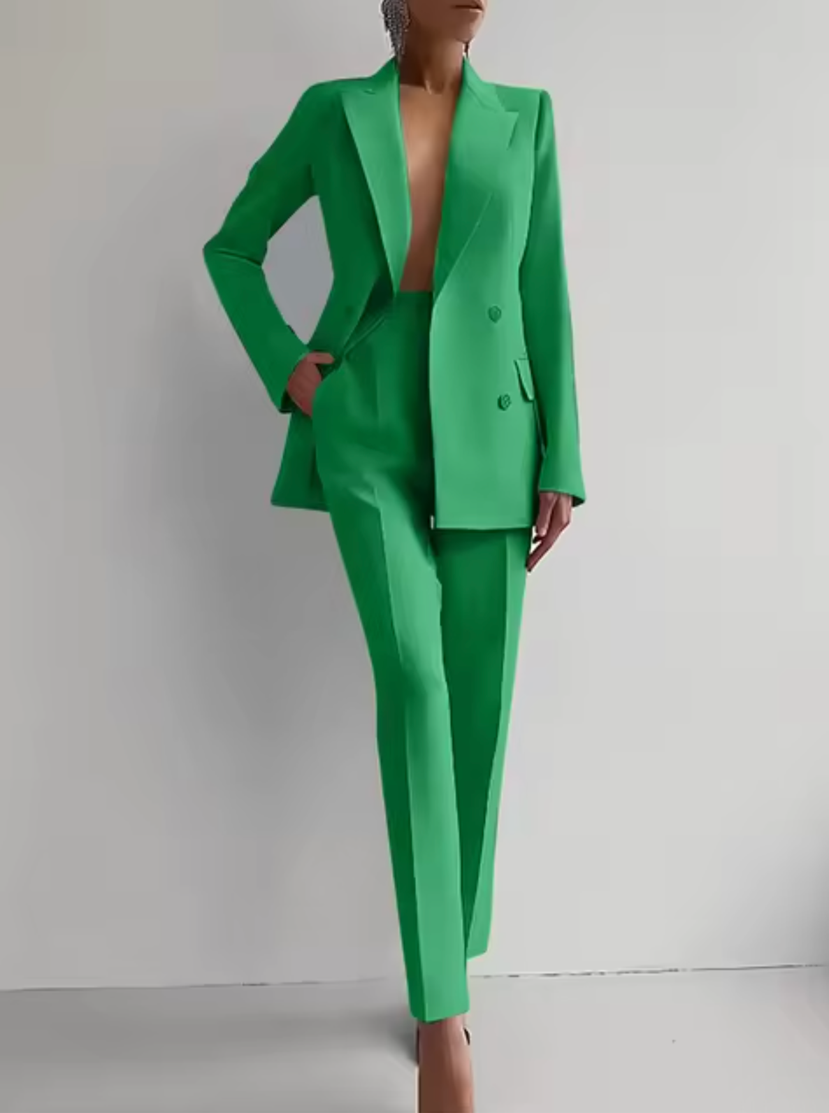 Conjunto de blazer y pantalón plisado