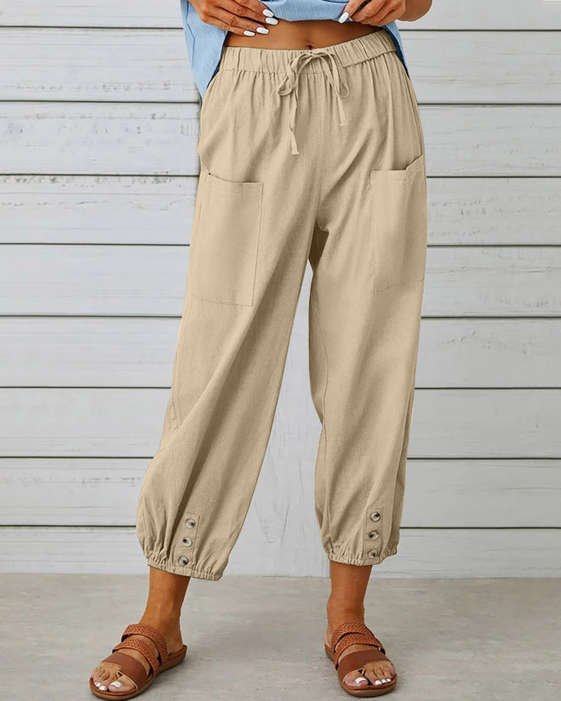 Erinna - Pantalones de yoga capri con cordón de ajuste