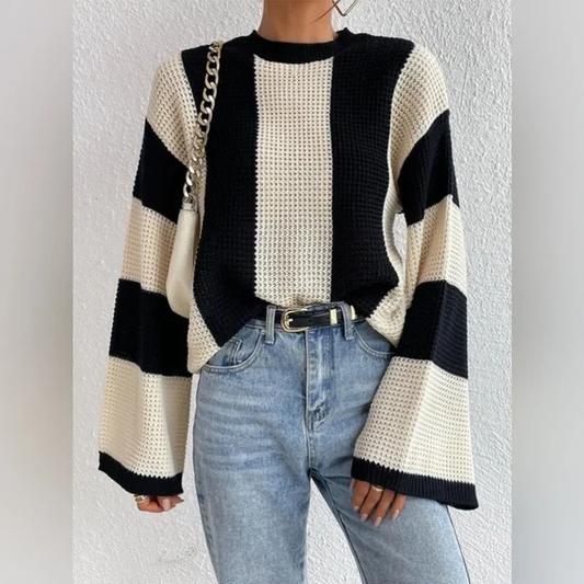 Jersey de rayas con cuello clásico de manga larga