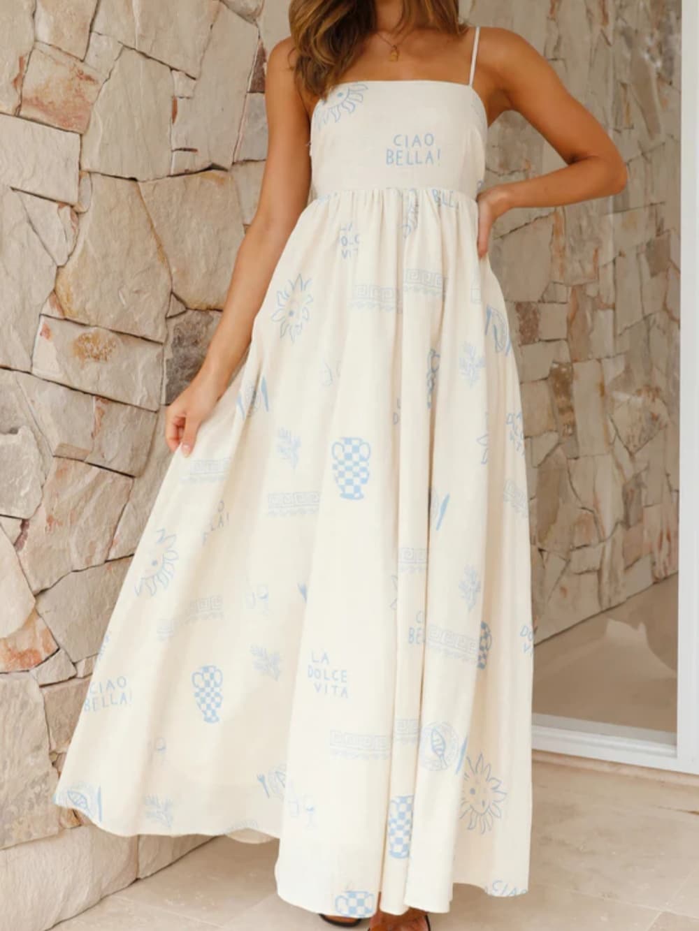 Chill Vibes maxi vestido con espalda abierta y tirantes finos