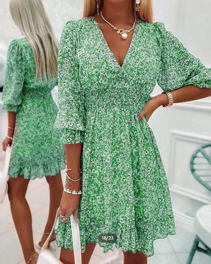 Vestido bohemio floral de manga corta
