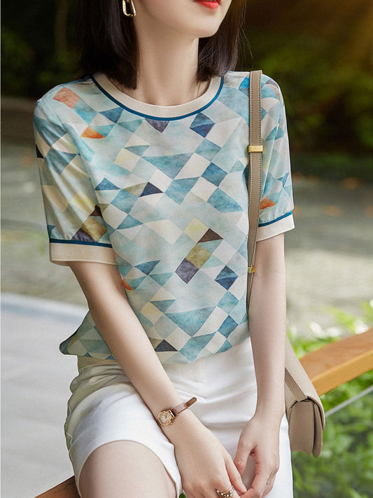 Louie | Elegante Camisa de Contraste con Moderno Estampado Geométrico