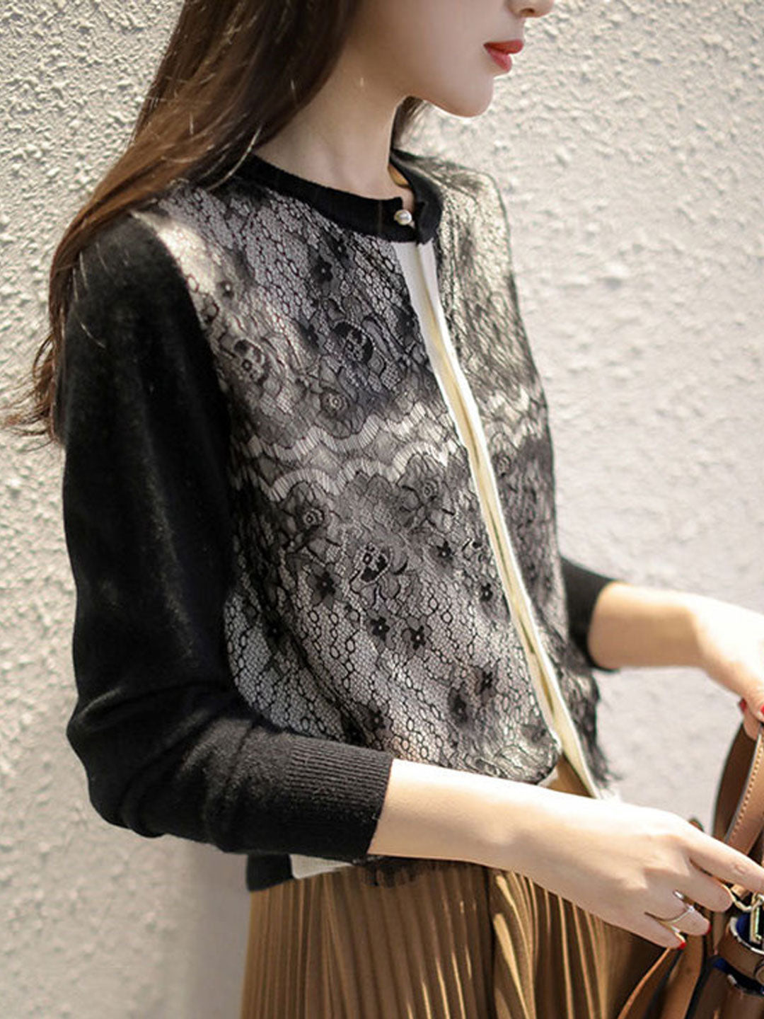 Chaleco Firenza | Chaleco de punto con paneles de encaje para mujer