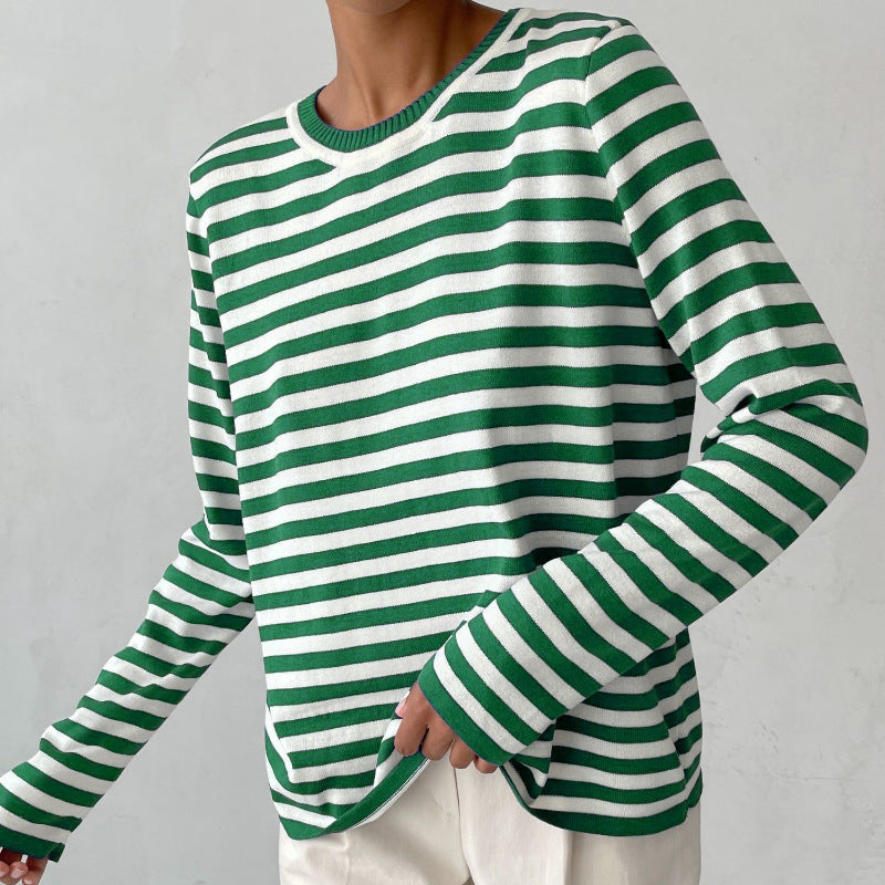 Elegante jersey de rayas para mujer, excelente opción para el día a día