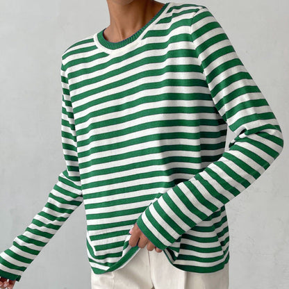 Elegante jersey de rayas para mujer, excelente opción para el día a día