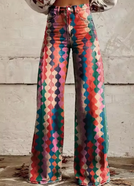 Pantalones anchos con estampado de colores