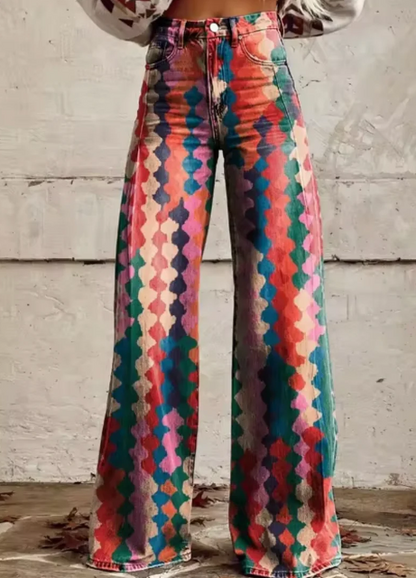Pantalones anchos con estampado de colores