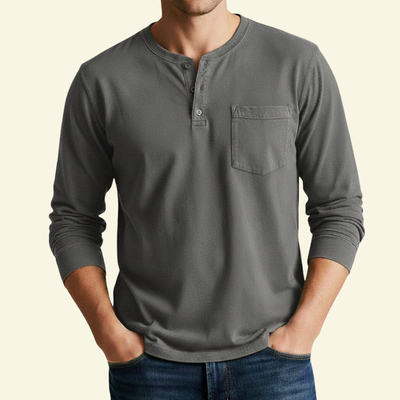Męska Koszulka Henley Kieszeń