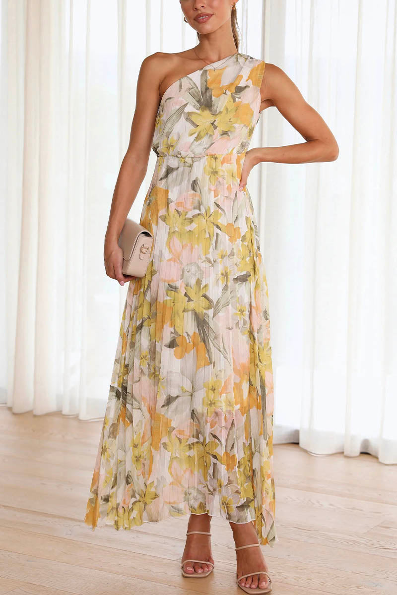Vestido estampado sin hombros