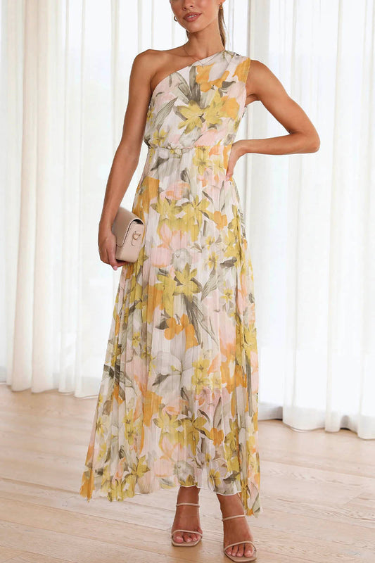 Vestido estampado sin hombros