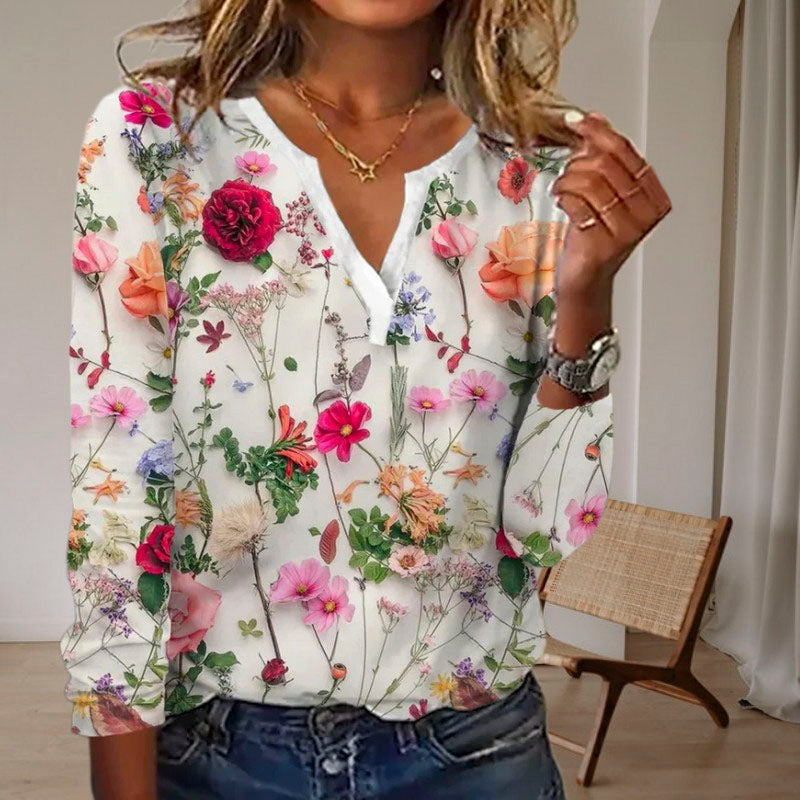 Blusa Wanita | Blusa de manga larga con estampado floral